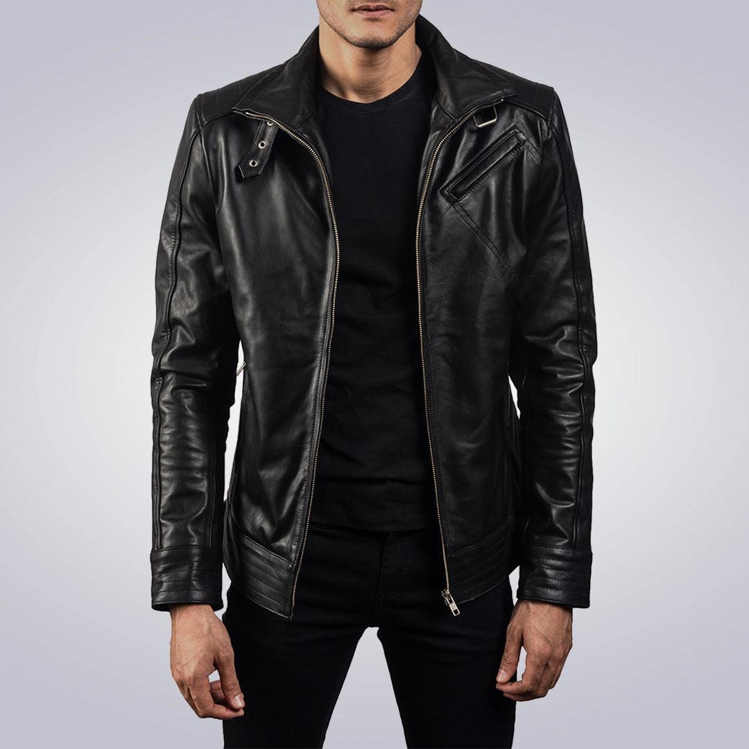 Men's Heigh Quality Legacy Black Leather Biker Jacket - The Urban Tannery
